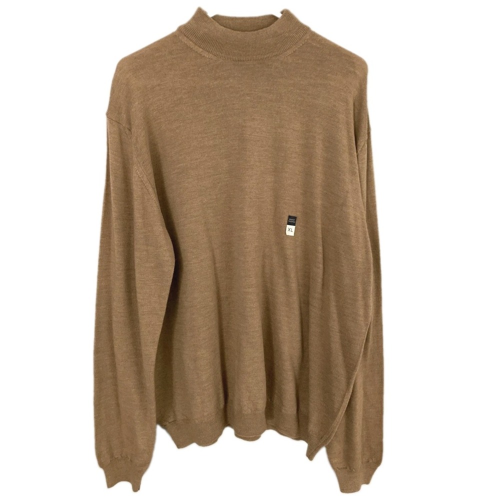NEW Grant Thomas Sweater Mens XL Brown Italian Merino Wool Mock Neck NWT